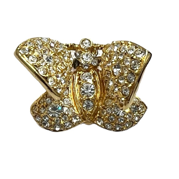 VINTAGE JOAN RIVERS PAVE CRYSTAL TREMBLER BUTTERFLY BROOCH W ARTICULATED WINGS - Picture 1 of 16